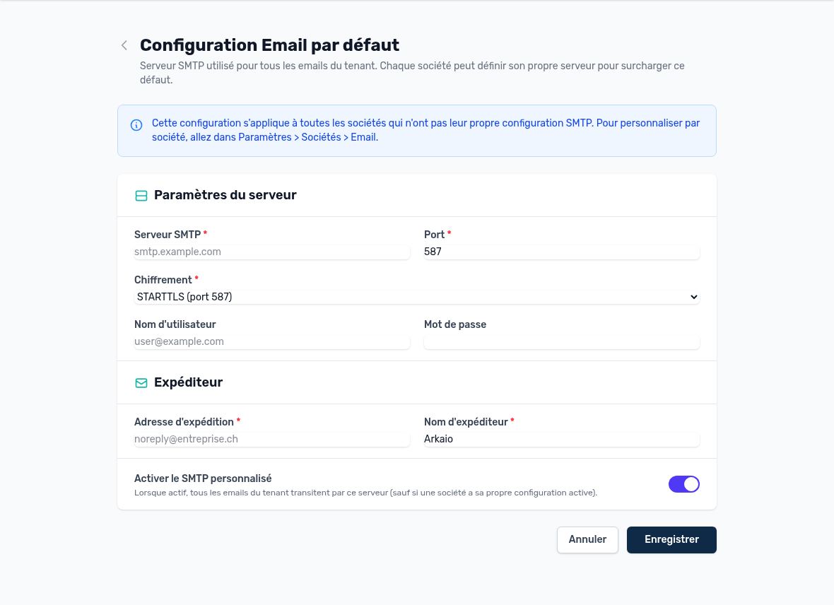 The organization's default email server