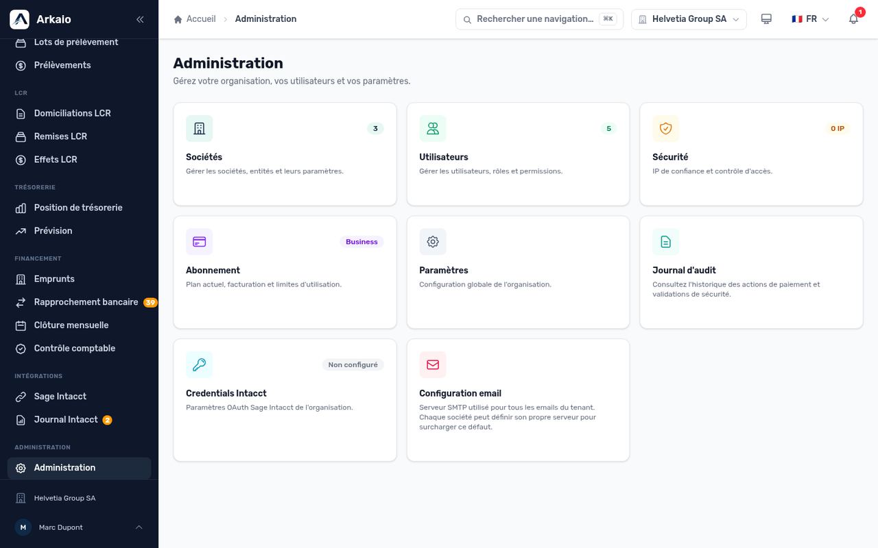 Administration home page