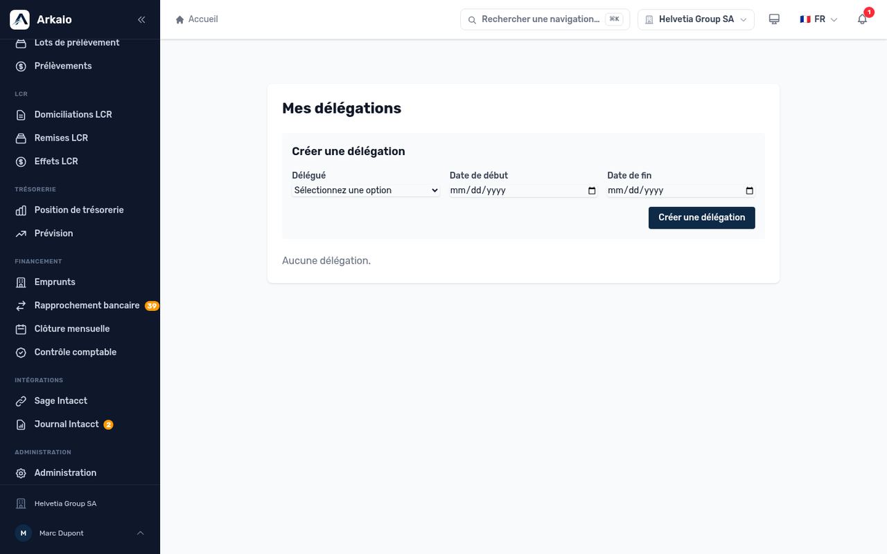 Each user can also create their own delegations from their profile